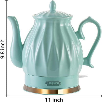 Ceramic Electric Kettle, 1.5L/1200W Boil Water Quickly and Easily with Boil-Dry Protection Auto Shut Off, Detachable Swivel Base, Diamond Cut Glazed