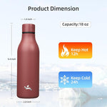 Load image into Gallery viewer, Insulated Water Bottle with Strap,18 oz Double Wall Stainless Steel Vacuum Bottles Metal Water Flask,Brick Red