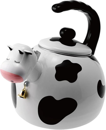 Whistling Tea Kettle for Stove Top Enamel on Steel Teakettle, Supreme Housewares Cow Design Teapot Water Kettle Cute Kitchen Accessories Teteras (2.3 Quart, Cow)