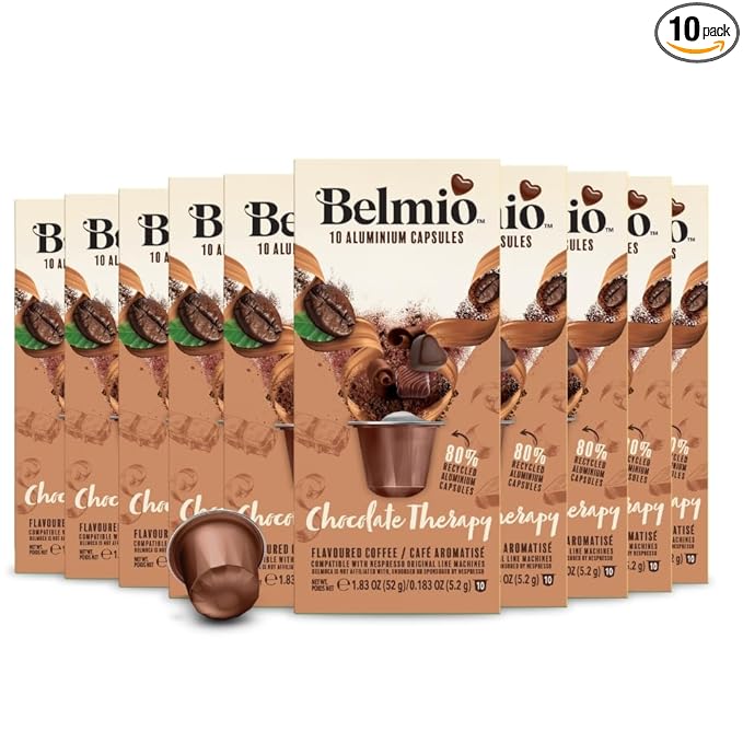 Belmio Chocolate Therapy Espresso Coffee Pods – Medium Roast – Unique & Flavorful - Nespresso Original Line Compatible – 10 Count (Pack of 10)