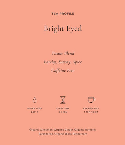 Art of Tea | Bright Eyed Turmeric Ginger Tea - Caffeine Free Turmeric Ginger Tea Bags | 50 Eco Friendly Pyramid Sachets
