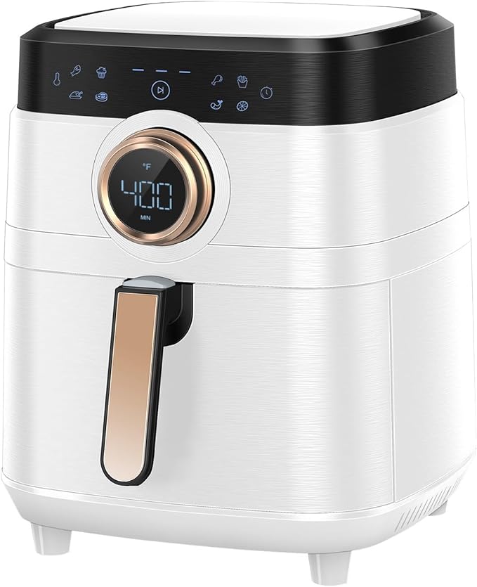 Air Fryer, ALLCOOL Airfryer Oven 8QT Large Air Fryer 1700W 8-in-1 with Touch Screen Air Fryers Dishwasher Safe Nonstick Tray Freidora de Aire 32 Recipes BPA & PFOA Free White Air Fryer