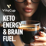 Load image into Gallery viewer, VitaCup Genius Ground Keto Coffee w/Turmeric, MCT Oil, B Vitamins, D3, Ground Coffee Medium Dark Roast, Bold &amp; Smooth, 100% Arabica Coffee Grounds, 11 oz