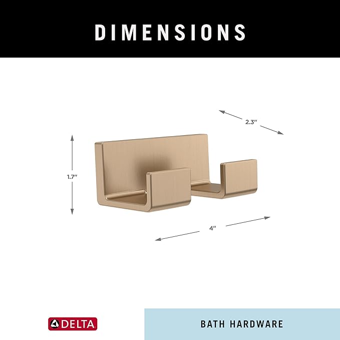 DELTA FAUCET 77736-CZ Vero Wall Mounted Double Towel Hook in Champagne Bronze