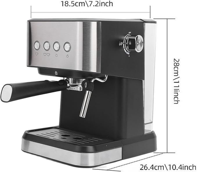 1.5L 1050W Semi Automatic Compact Coffee Machine with Milk Frothing System,20Bar High Pressure,Semi Automatic Vintage Espresso Machine,for Espresso Latte Cappuccino