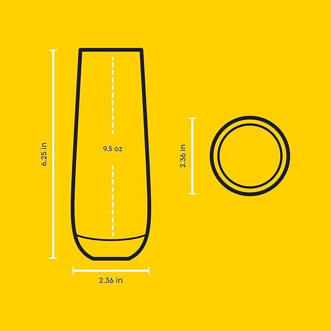 JoyJolt Hue Stemless Champagne Flutes Set of 6 Colored Glasses, 9.5oz Cocktail Glass Set for Mimosa, Stemless Champagne Glasses, Prosecco Wine Flute, Bar Glassware