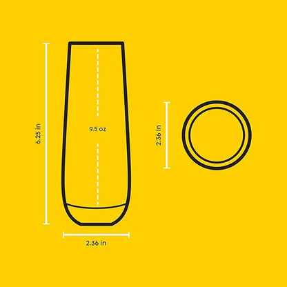 JoyJolt Hue Stemless Champagne Flutes Set of 6 Colored Glasses, 9.5oz Cocktail Glass Set for Mimosa, Stemless Champagne Glasses, Prosecco Wine Flute, Bar Glassware