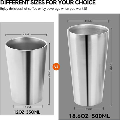 5 Pack 18.6oz Stainless Steel Insulated Cup, Double Wall Vacuum Small Metal Cup, Reusable Camping Cups Unbreakable Indoor Outdoor for Party, Home, Office, BBQ, Sliver