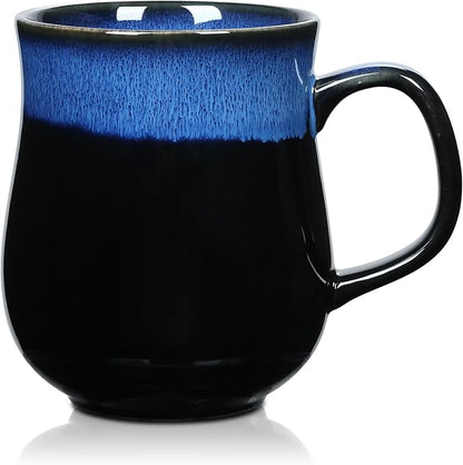 28 Oz Extra Large Ceramic Coffee Mug with Big Handle, Handmade Glazed Oversized Tea Cup for Office and Home, Microwave and Dishwasher Safe, Jumbo Coffee Mugs for Hot and Cold Drinking (Starry Blue)