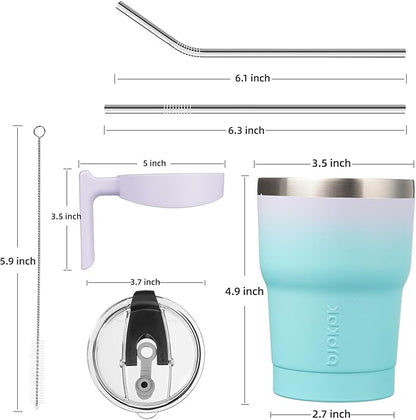 BJPKPK 10 oz Tumbler With Handle And Straw Stainless Steel Insulated Tumbler Cups For Water Or Ice Coffee,Lavender Green