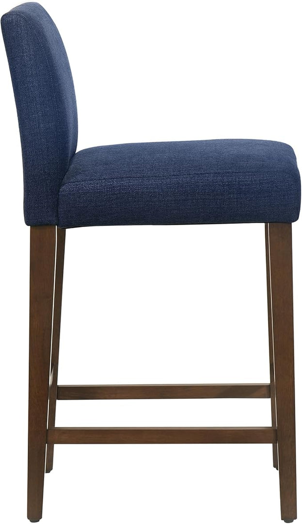 CHITA Counter Height Bar Stools Set of 2, 27" H Seat Height Upholstered Barstools, Fabric in Midnight Blue
