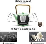 Load image into Gallery viewer, Toptier Cast Iron Teapot, Stovetop Safe Japanese Cast Iron Tea Kettle, Diamond Design Tea Pot with Removable Infuser for Loose Tea, 30 Ounce (900 ml), Light Green