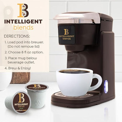 Intelligent Blends Medium Dark Roast Coffee Pods, 100 ct, Recyclable Single Serve Pods – 100% Arabica Coffee, Compatible with Keurig K Cups Maker