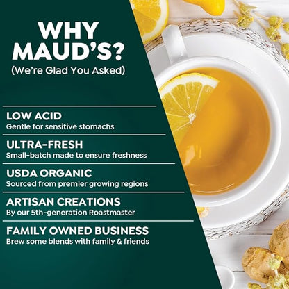 Maud's Organic Passion Green Tea Pods, 48 ct, Recyclable Single Serve Tea Pods – 100% Gourmet Blended Tea Leaves, Compatible with Keurig K Cups Maker