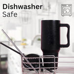 Load image into Gallery viewer, 40oz Black Stainless Steel Tumbler with Handle &amp; Straw Lid – Insulated Travel Mug for Hot &amp; Cold Drinks – Gift for Men &amp; Women – Durable Leak-Proof Reusable Cup, Cupholder Friendly