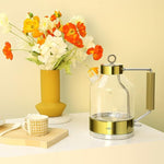 Load image into Gallery viewer, ASCOT Electric Kettle, Glass Electric Tea Kettle Gifts for Men/Women/Family 1.5L 1500W Borosilicate Glass Tea Heater, with Auto Shut-Off and Boil-Dry Protection (Gold)