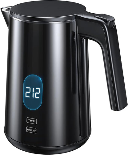 Electric Kettle 1.0L 1200W, 7 Temp Settings, 4H Keep-Warm, Fast-Boil Stainless Steel Electric Tea Kettle, 120V Water Boiler with Auto-Shut Off, Cool Touch PP Exterior for Home Office, Black