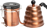 Load image into Gallery viewer, Mixpresso Gooseneck Pour Over Coffee Kettle, Barista Pour Control Design, High-Grade Stainless Steel 1.2 Liter Bundle With Bronze Stainless Steel Airtight Coffee Container with Date Tracker For Coffe