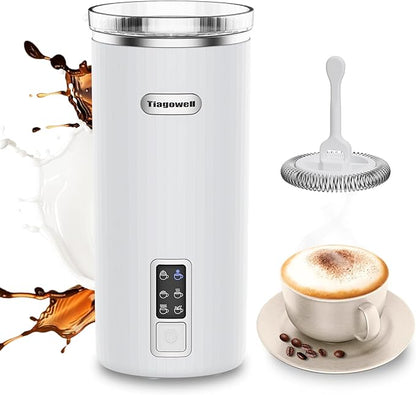 Milk Frother, 6-in-1 Electric Milk Frother and Steamer, 8.5oz/250ml Hot and Cold Foam Maker and Milk Warmer with Auto Shut-Off & Screen Display for Latte, Cappuccinos, Macchiato, Coffee (White)