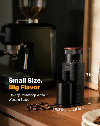 SHARDOR All-Metal Single-Dose Coffee Grinder – Quiet DC Motor, Home-use Espresso Grinder, Burr Coffee Grinder, with 80 Settings and an LED Power Display，Black