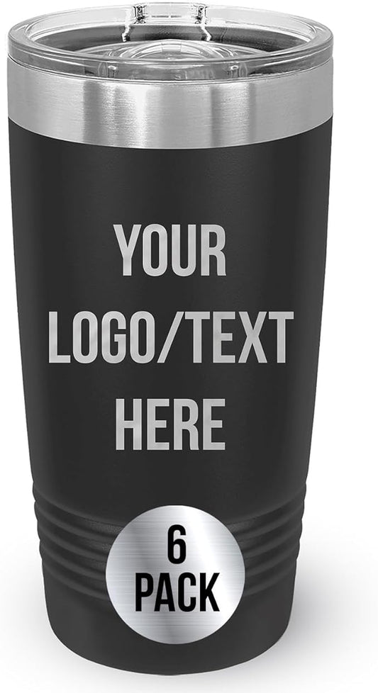 Stainless Steel Tumbler Personalized-Custom Engraved (Charcoal-Silver, 6 Count (Pack of One))