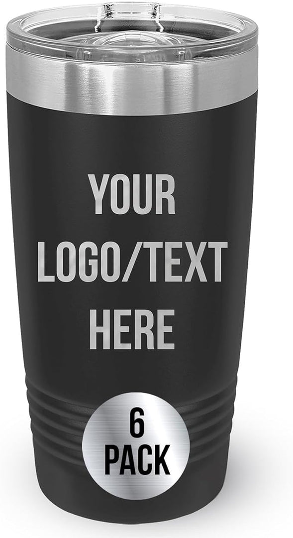 Stainless Steel Tumbler Personalized-Custom Engraved (Charcoal-Silver, 6 Count (Pack of One))