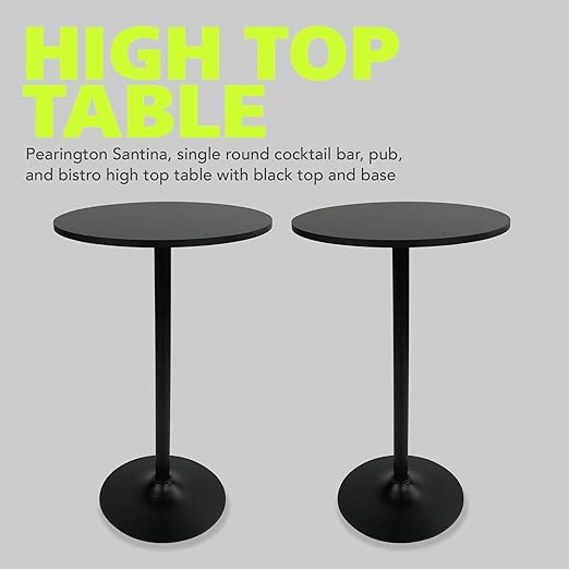 Pearington Santina 2 Pack Round Bar and Pub Table, Black