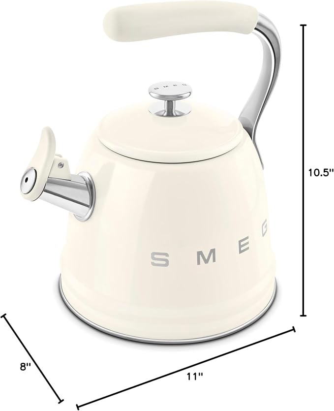 SMEG Retro Stovetop Whistling Kettle – 2.4Q (Cream)