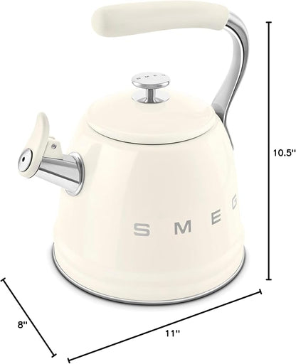 SMEG Retro Stovetop Whistling Kettle – 2.4Q (Cream)