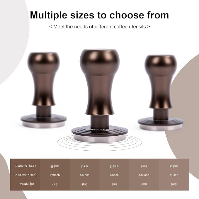 Barista-Grade Espresso Hand Tamper Set - 51mm Stainless Steel Coffee Calibrated Tamper with Adjustable Spring Pressure (3 Spring Weights) Coffee Machine Accessories
