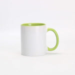 Load image into Gallery viewer, 11oz White Ceramic Sublimation Coffee Mug With Solid Colors Inside and Handle, Mixed 6 Colors of Black, Red, Blue, Yellow, Green and Pink, Case of 36