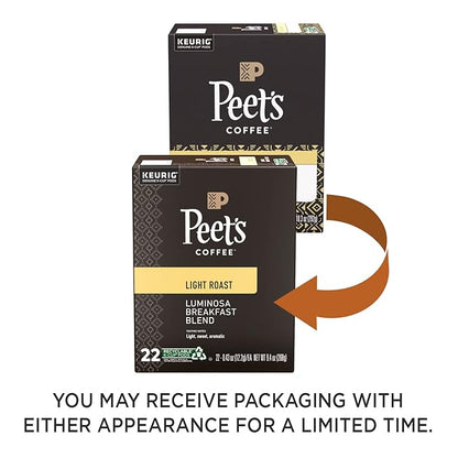 Peet's Coffee, Light Roast K-Cup Pods for Keurig Brewers - Luminosa Breakfast Blend 88 Count (4 Boxes of 22 K-Cup Pods)