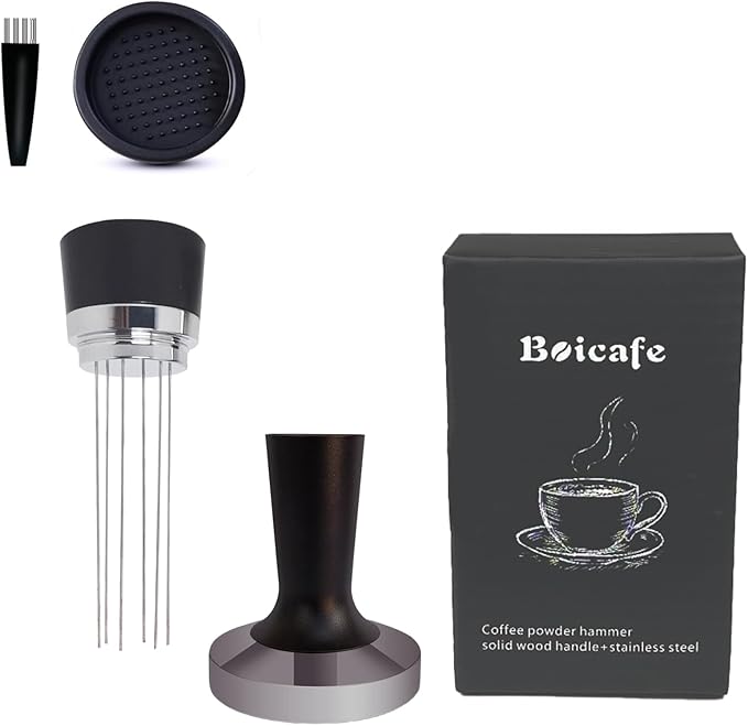 51mm 2 in 1 Coffee Tamper Espresso Hand Tamper 304 Stainless Steel Espresso Coffee Tamper with WDT Tool and Mat (51mm 2 in 1)