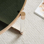 Load image into Gallery viewer, AGV LIGHTING 202303GL-BK Glass Coffee Table, Modern Design, Single Layer GlassTop, Perfect for Living Space, D31.5 x H17, Black Glass Top, Transparent Acrylic Leg &amp; Shiny Gold Finish Metal Frame…