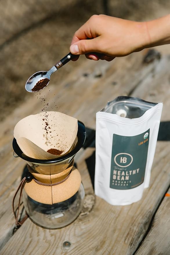 Healthy Bean Organic Espresso Ground Coffee Dark Roast - Low Acid Coffee Grounds for Sensitive Stomach - Dark Espresso Roast, USDA Organic, High Antioxidants, Strong and Rich Flavor, 11oz