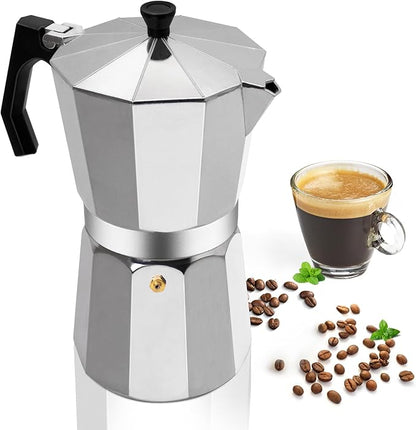 Aluminum 14 Cup 700ml Moka Pot Express Coffee Maker Stovetop Espresso Percolator Coffeemaker Italian Classic Style Brewing Greca Cafe Mocha Machine for Cafeteras Lover Camping Travel and Home Use 24oz