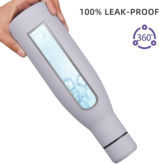 BJPKPK Insulated Water Bottle 12oz Small Stainless Steel Water Bottles Reusable Metal Thermal Keep Cold and Hot,Mist Grey