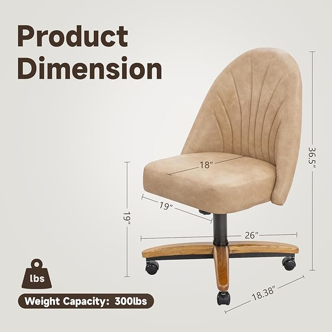 Chromcraft Set of 4 Caster Swivel Tilt Dining Chairs, PU Leather Chairs with Soft Wheels, Ultra Comfy Sturdy Kitchen Chairs, Rolling Chair on Wheels for Home (Ivanhoe NPL Nude)