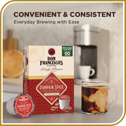 Don Francisco's Pumpkin Spice Flavored Coffee, 100% Arabica, 24 K-Cup Compatible Single-Serve Pods, Fragrant Holiday Blend, Seasonal Coffee