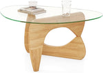 Load image into Gallery viewer, Giantex Triangle Glass Coffee Table, Solid Wood Tea Table with Tempered Glass Top &amp; Adjustable Base, Small Accent Table for Small Spaces, Mid Century Modern Center Table for Living Room (Natural)