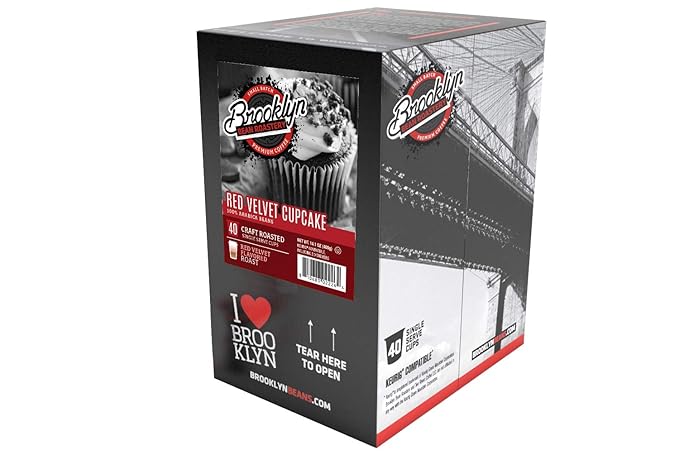 Brooklyn Beans Red Velvet Coffee Pods - Compatible with Keurig 2.0 K Cup Brewers, 40 Count, Dessert-Inspired Red Velvet Flavored