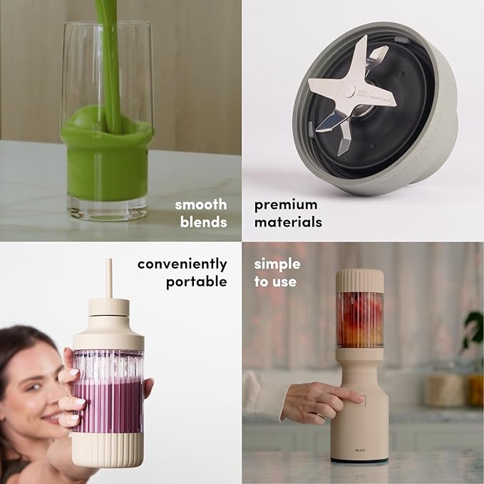 Beast Mighty 850 Plus | Premium Compact Personal Blender | Smoothies, Shakes, Dressings, Sauces | Blends Ice and Frozen Fruit | New XL Vessel | Extra Vessels, Lids and Straws | 850W (Mist)