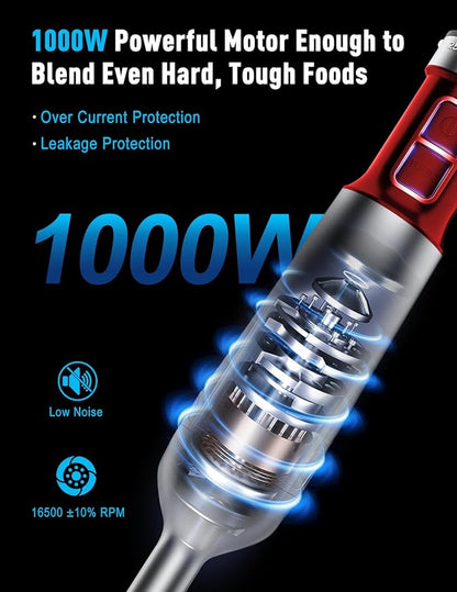 Powerful Immersion Blender handheld, 2025 New Update Hand Blender, Scratch-Resistant Corded Hand Mixer with Heavy-Duty Copper Brushless Motor and Gift Box Red