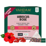 Load image into Gallery viewer, VAHDAM, Hibiscus Rose Tea Bags - 100% Whole Hibiscus Flowers Herbal Tea Bags (100 Count) With Rose, Chamomile &amp; Exotic Spices | Caffeine Free, Floral Flavor Tisane | Resealable Ziplock Pouch
