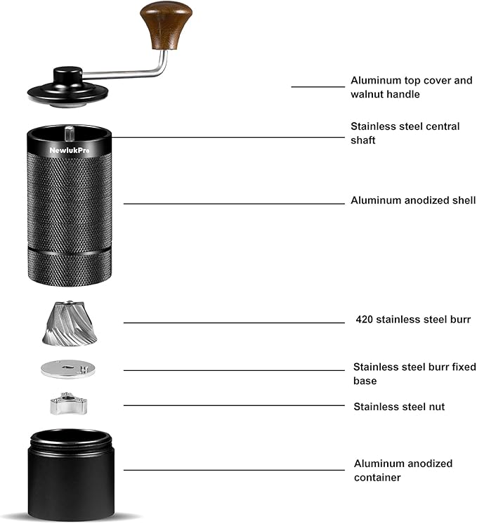 M6 Manual Coffee Grinder,Capacity 25g,Hand Coffee Grinder with Aluminum Body,Sharp Hexagonal Grinding Burr Core,Portable Manual Coffee Bean Grinder for Pour Over French Press Espresso