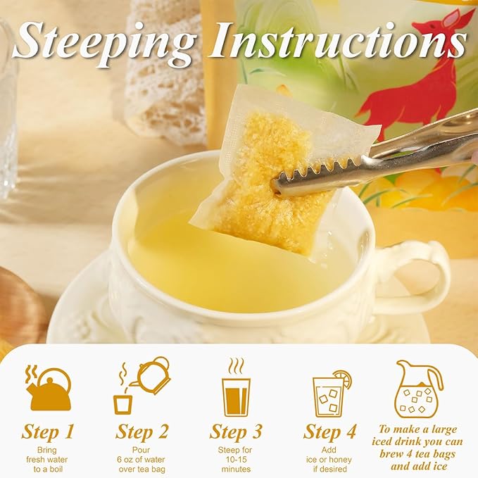 WT WEETEE Ginger Tea Bags, 100 Count Pure Ginger Root Tea, Warm & Spicy, Natural Caffeine Free Herbal Tea, No Spices & Flavors