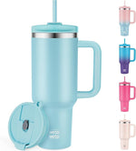 Load image into Gallery viewer, WETOWETO 40oz Tumbler with Handle and Lid | 100% Leakproof Insulated Stainless Steel Travel Mug | Keeps Cold 34Hrs/Hot 10Hrs | Dishwasher Safe, Fits Car Cup Holder (Sky Blue Color)