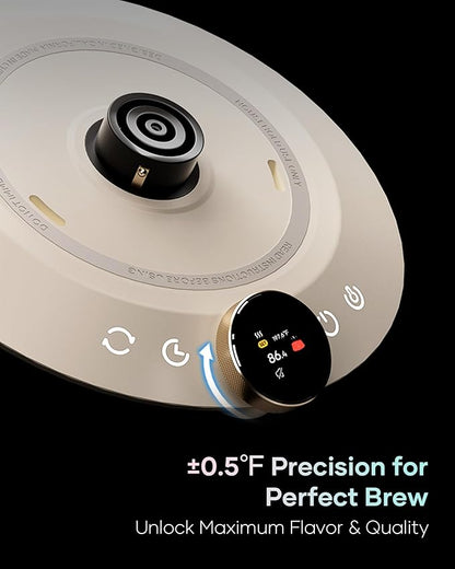 Cocinare FLOW M6 Pro Electric Gooseneck Kettle with Color-Changing Design, ±0.5℉ Temperature Control for Pour-over Coffee & Tea, Stainless Steel Interior, Quick Heating for Boiling Water (Polka)