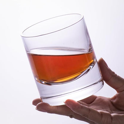 KAMMAK Whiskey Glasses Set of 2, 10.14 oz Old Fashioned Tumbler,Lead-Free Thick Base Crystal Glass with Delicate Rim & Seamless Design for Scotch, Bourbon, Cocktails