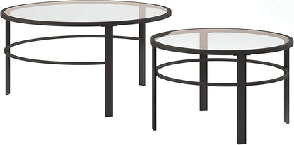 Henn&Hart Round Nested Coffee Table in Blackened Bronze, Coffee Table coffee tables for living room, studio apartment essentials, 36" Wide